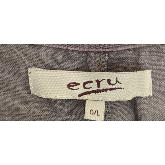 Ecru Midi Dress Square Neck 100% Linen Lagenlook Style A130-7528 Large - Picture 11 of 11